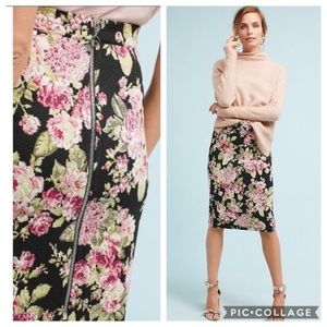 Anthropologie Maeve Jacquard Floral Pencil Skirt